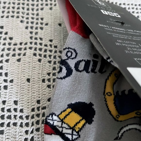 NEW with tags YoSox grey, red, navy, white & yellow socks men’s size 7-12 rare - Picture 8 of 9